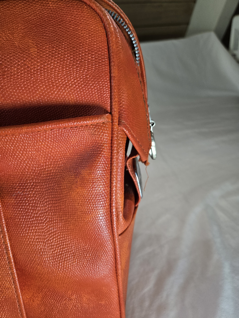 Vintage Samsonite Orange Leather Tote Amazing - Picture 4 of 16